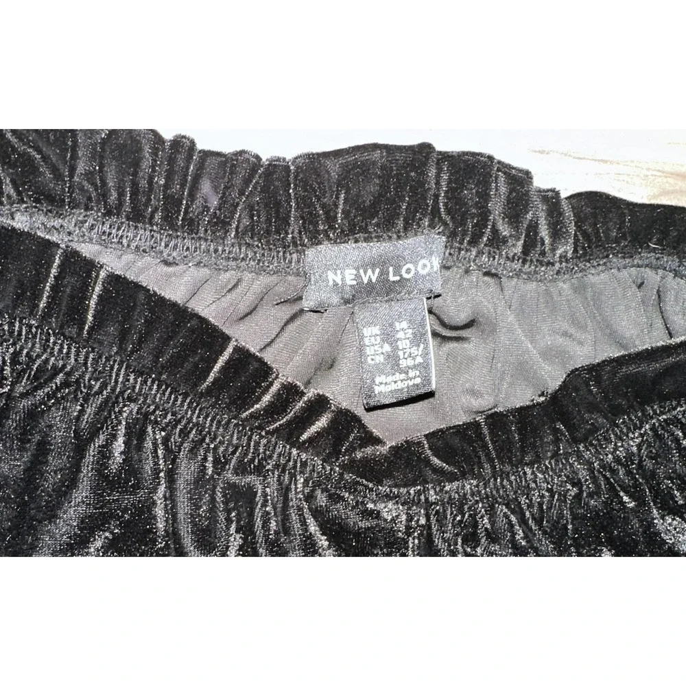 New Look Shirt Womens Medium Black Velvet Floral‎ Embroidered Boho Whimsigoth - Picture 4 of 7